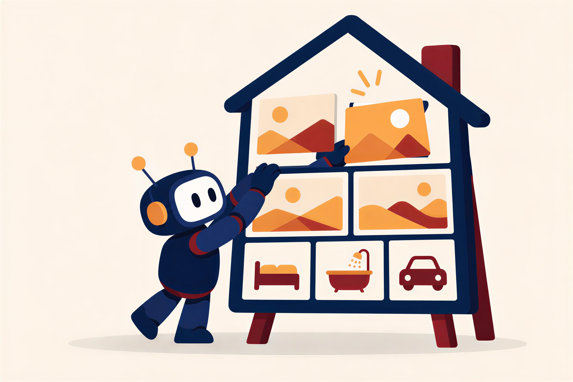 Illustration: Yobot fits the last panel into a house-shaped listing board